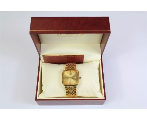 A Gentleman's Stainless Steel Wrist Watch. The watch with gold-painted face with baton numerals. together with the original R