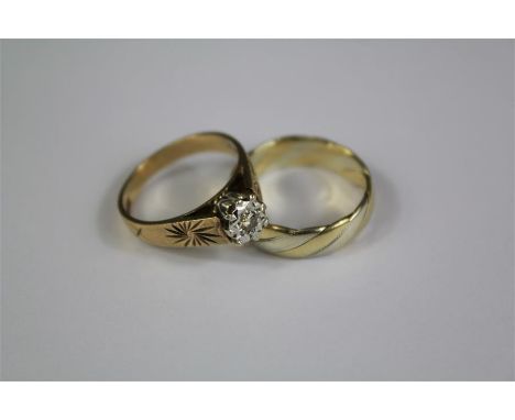 A Vintage 9ct Gold Shell Cameo and Pearl Rings.&nbsp; The pearl ring size M and the shell cameo size K together with a gold c