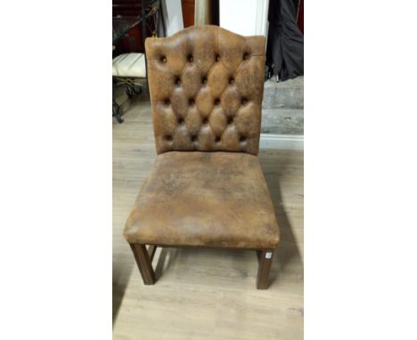 BUTTON BACK CHAIR IN BROWN SUEDE