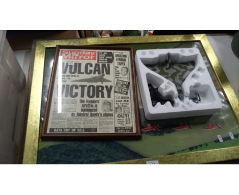 PICTURE OF VULCAN WITH RED ARROW , FRAMED PICTURE OF VULCAN VICTORY , MODEL OF A PLANE