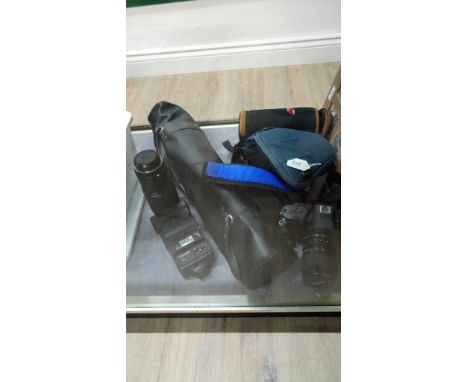 PENTAX P30T CAMERA , VIVITAR LENS, PENTAX -A LENS & FLASH TRIPOD