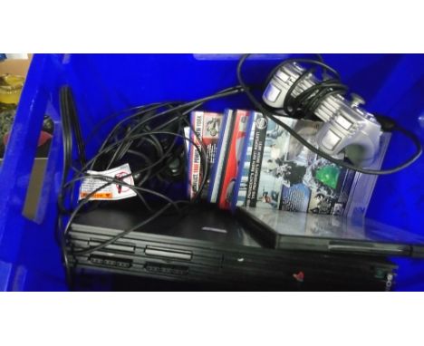 PS2 CONSOLE & REMOTE & 5 GAMES