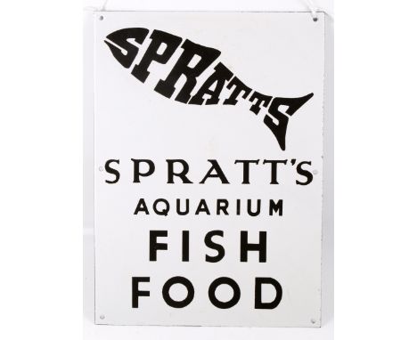 A mid-20th century Spratts Aquarium Fish Food enamel sign. H46cm x W33cm. 