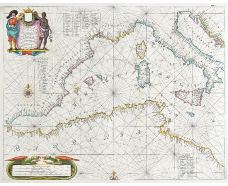 Mediterranean. Jansson (Jan), Pascaarte van 't Westelyckste deel vande Middelandsche Zee..., published Amsterdam, circa 1657,