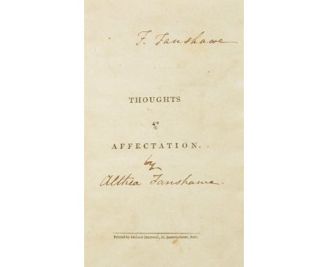 [Fanshawe, Althea]. Thoughts on Affectation: addressed chiefly to Young People, 1st edition, Bath: printed by Richard Crutwel
