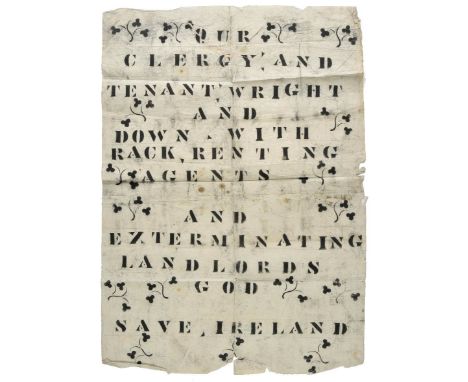 *Irish National Land League Broadside. 'Our Clergy and Tenant Wrights and Down with Rack Renting Agents and Exterminating Lan