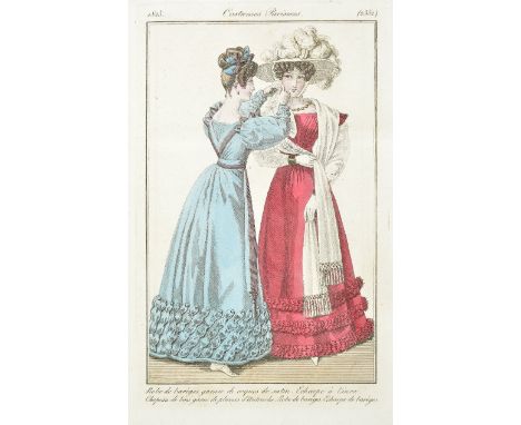Fashion & costume. Journal des dames et des modes, 3 volumes, 1824 - 1826, containing 247 engraved male and female fashion pl