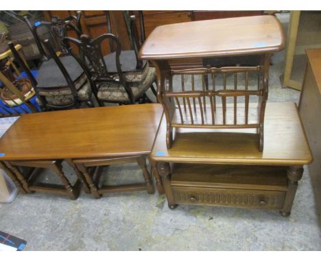 A selection of Ercol furniture to include Ercol Trinity Golden Dawn coffee table, nest of three tables, an Ercol Warwick Gold