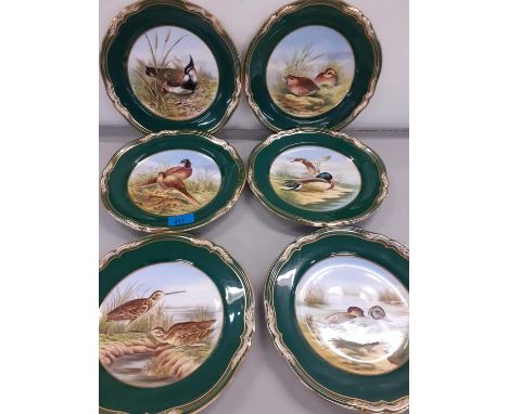 A set of six Spode Game Birds had painted plates, by W E Hall, Location: 5:3 