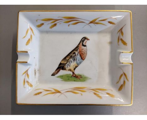 A Hermes ashtray painted with a hawk to the centre and gilt highlightsLocation: 