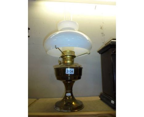 A brass oil lamp, COLLECT ONLY.