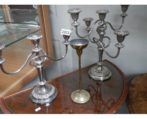 A candelabra and a candlestick.