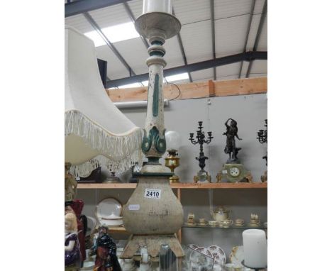 A mid 20th century wooden lamp. COLLECT ONLY.