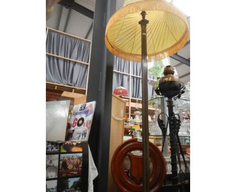 A wooden standard lamp with shade. COLLECT ONLY.
