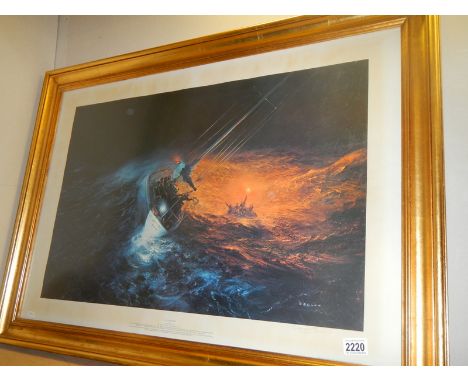 A framed and glazed print entitled 'Fastnet Rescue' signed Bagley. COLLECT ONLY.