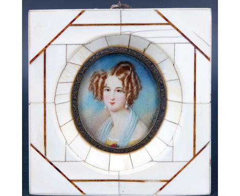 After: Moritz Michael Daffinger, Austrian (1790 - 1849)  Antique Miniature Portrait of the Princess of Liechtenstein, Painted