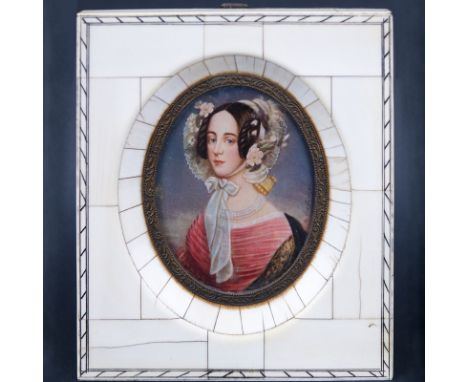 After: Moritz Michael Daffinger, Austrian (1790 - 1849)  Antique Miniature Portrait of Kaiserin Mariane von Oesterreich, Pain