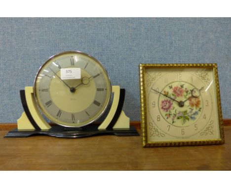 A Smiths Art Deco Bakelite clock and one other mantel clock 