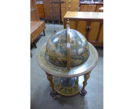 A terrestrial globe cocktail cabinet/trolley 