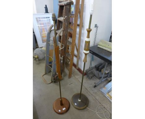 A teak standard lamp and one other 