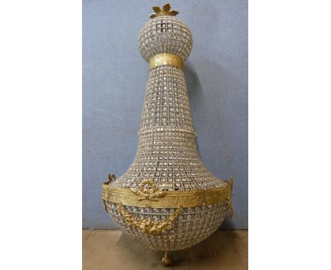 A large French Empire style bag shaped chandelier 