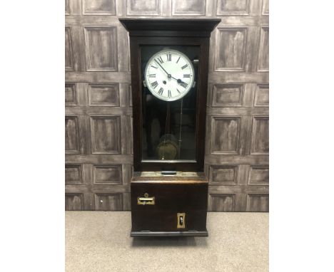 EARLY 20TH CENTURY GLEDHILL-BROOK TIME RECORDER CLOCKING-IN CLOCK, circa 1924, in oak case, 117cm high