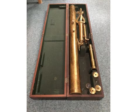 VICTORIAN BRASS TELESCOPE BY S. P. COHEN OF GLASGOW, inscribed with makers name towards the focal aperture, 109cm long; with 