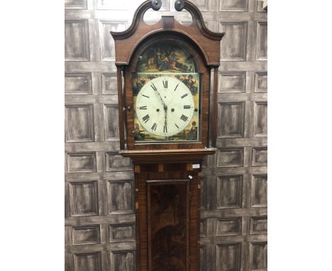 EARLY VICTORIAN MAHOGANY LONGCASE CLOCK BY ROBERT JARDINE, BATHGATE, with two train eight day movement, the white enamel dial