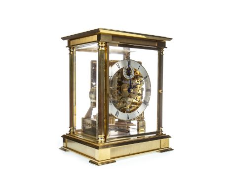 KIENINGER GILTMETAL MANTEL CLOCK, with three train eight day movement striking on eight gongs, the silvered chapter ring with