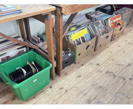 Collection of LP records including Elvis and a Tanglewood amp.