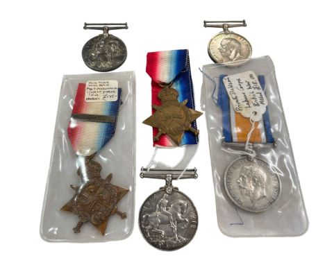 WWI war medals inc 1914 star with bar '5958 PTE T. McDonald 1 / West Yorkshire,' two awarded to J. 42890 Q. Blane ORD R. N., 