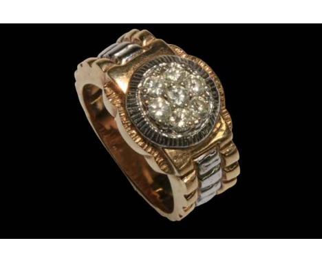 Diamond seven stone 9 carat gold ring, size T.