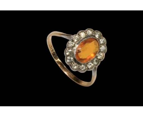 9 carat gold and silver gem set ring, size Q/R.