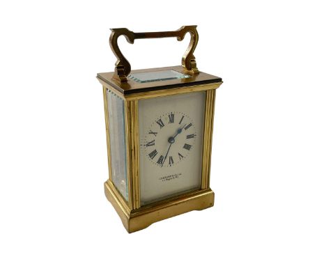Gilt brass carriage clock, the face signed Garrard &amp; Co Ltd, Regents Street.