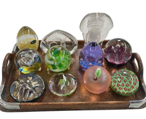 Collection of glass paperweights including Caithness, K Heaton, Murano, etc.