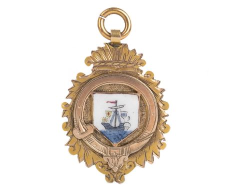 J. MCQUADE OF NIELSTON VICTORIA F.C., RENFREWSHIRE CUP GOLD MEDAL, 1912/13 the obverse with central enamel crest, the reverse