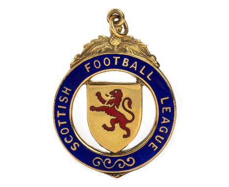 OWEN ARCHDEACON OF CELTIC F.C., SKOL LEAGUE CUP RUNNER'S UP GOLD MEDAL, 1986/87  the obverse with central shield shaped plaqu