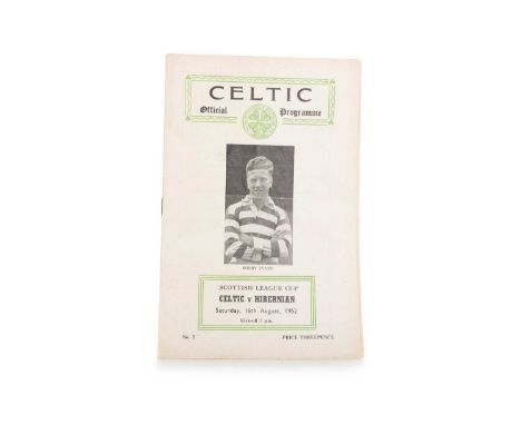 CELTIC F.C. VS. HIBERNIAN F.C., LEAGUE CUP PROGRAMME, 16TH AUGUST 1952 Note: Celtic won this League Cup game 1-0.