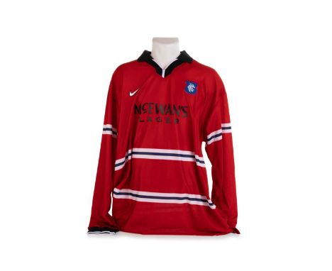 GORDON DURIE OF RANGERS F.C., MATCH ISSUE CHAMPIONS LEAGUE THIRD SHIRT, 27TH AUGUST 1997  DURIE 15 verso, long-sleeved, with 
