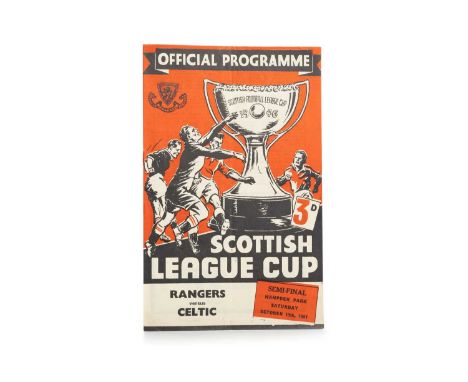 RANGERS F.C. VS. CELTIC F.C., SCOTTISH LEAGUE CUP SEMI-FINAL PROGRAMME, 13TH OCTOBER 1951 Note: Rangers won this tie 3-0.