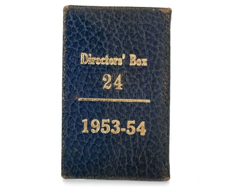 RANGERS F.C., SEASON TICKET, 1953/54 signed and addressed for W.W. Waters to interior, Directors' Box 24 1953-54 verso