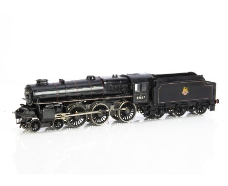 A part-dismantled Finescale 0 Gauge ex-LMS 'Ivatt' class 5 4-6-0 and Tender, apparently made by 'Phil Art Models' (Phil H Car