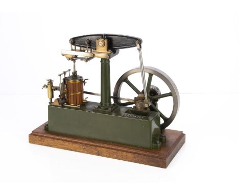 A Stewart Turner Live Steam 'Rotative Beam' Engine, neatly machined and finished in dark green and black, with vertical cylin