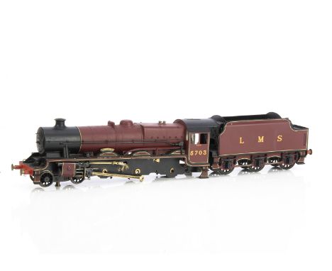 A part-dismantled Finescale 0 Gauge kit-built LMS 'Jubilee' class 4-6-0 and Tender, finished in matt LMS crimson as No. 5703 