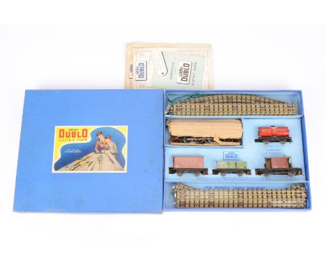 Hornby-Dublo 00 Gauge EDG 17 Goods BR Tank Goods Train Set, comprising BR gloss black 0-6-2T, Royal Daylight Tank wagon, Van,