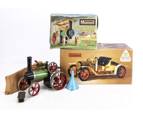 A very early Mamod SA1 Live Steam Roadster and TE1a Traction Engine, both in original boxes, the roadster one of the first ex