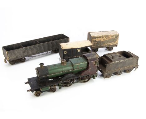 A Bing for Bassett-Lowke Gauge 1 live steam MR/LMS 'Compound' 4-4-0 Locomotive Tender and Goods Stock 'Project Box', the loco