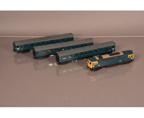 Lima 00 Gauge coaches converted to 3-TC 3-Car Unit and Class 33 Diesel, unpowered set comprising Power, Trailer and Centre Co