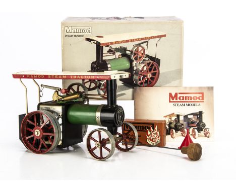 A boxed Mamod TE1a Live Steam Tractor, with reversible engine and fitted for fuel-block firing, complete with burner tray, sc