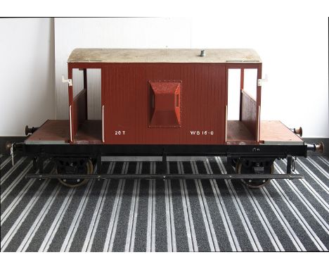 A 7¼" Gauge BR Brake Van by JW Nemeth, with steel underframe and wood-framed body, finished in BR 'bauxite' brown, with Nemet